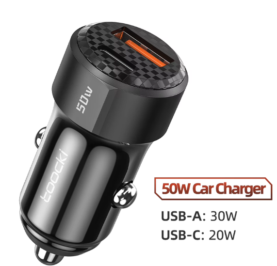 Cargador de carro 50W USB-A y USB-C Toocki